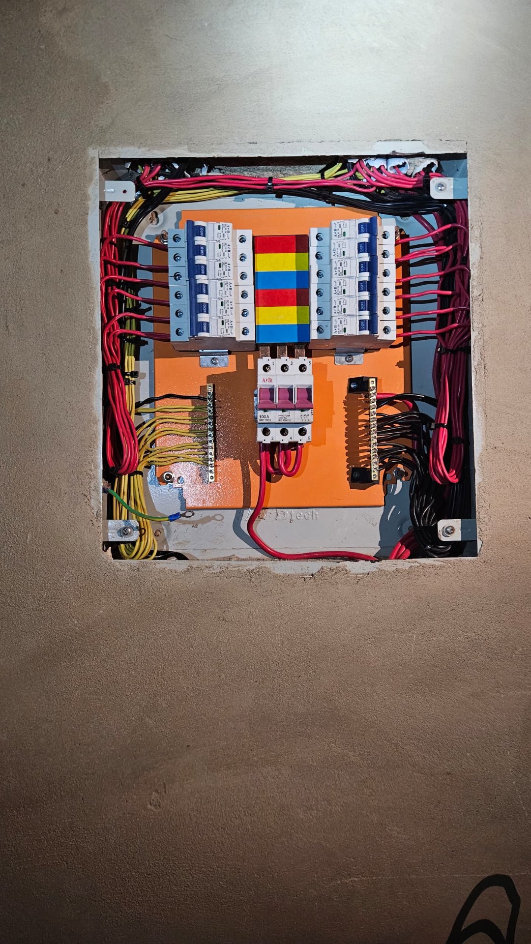 Clean distribution box and breaker wiring